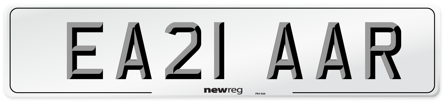 EA21 AAR Number Plate from New Reg